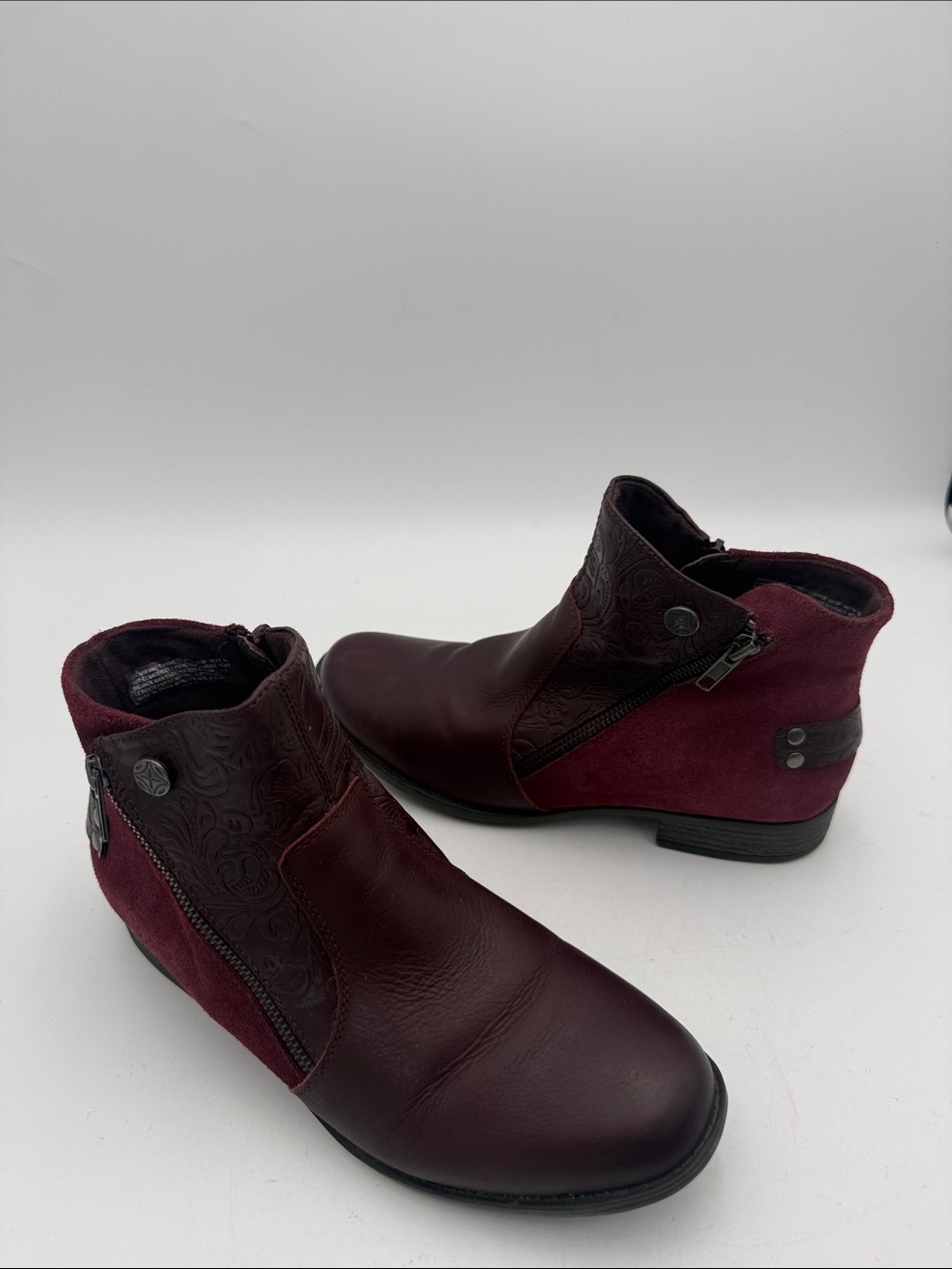 Earth origins Burgundy Leather Ankle Boots 10M WOMEN casual fall winter y2k